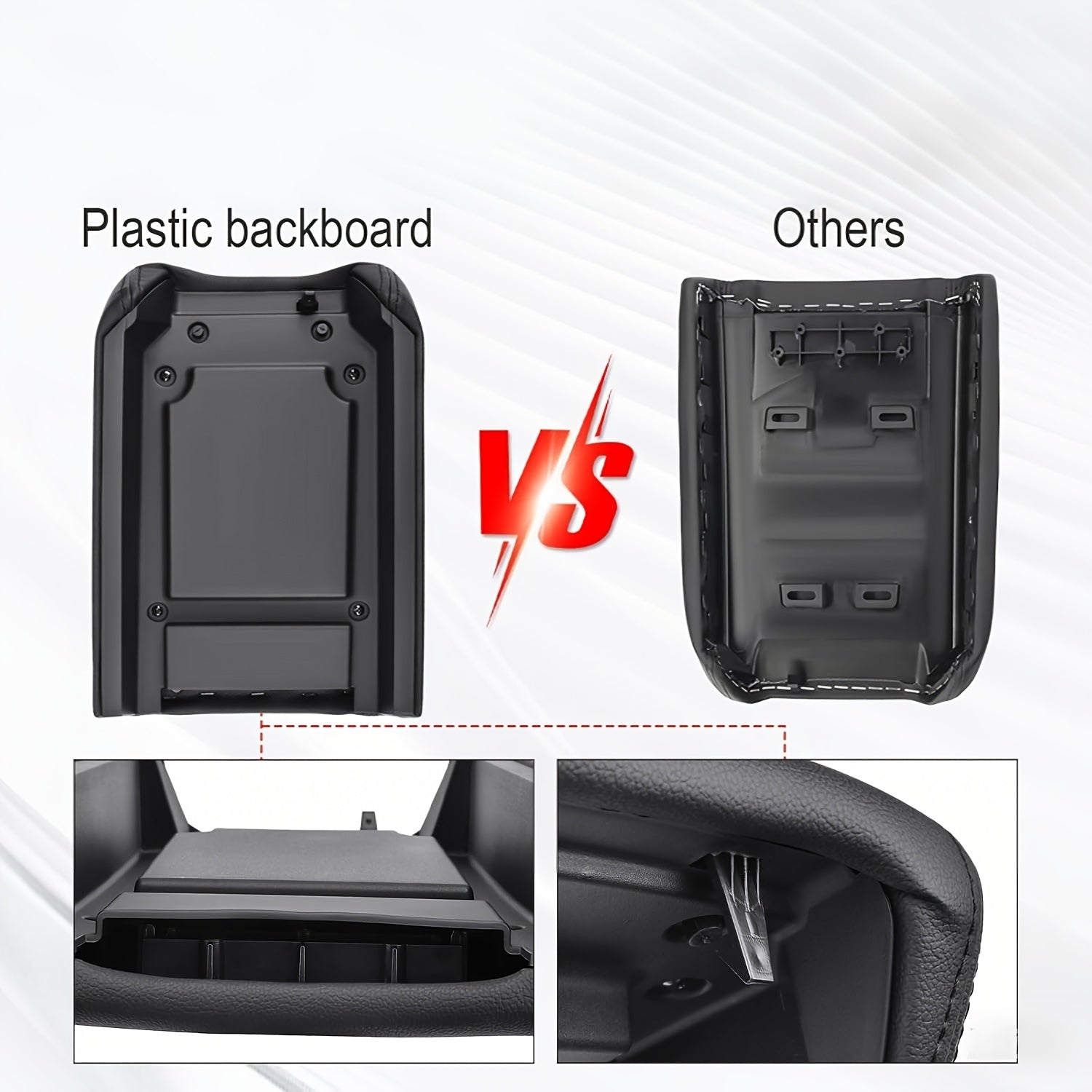 Avtomobil konsoli armrest qopqog'i qopqog'i qora va kulrang ABS bardoshli 2007-2017 uchun mos