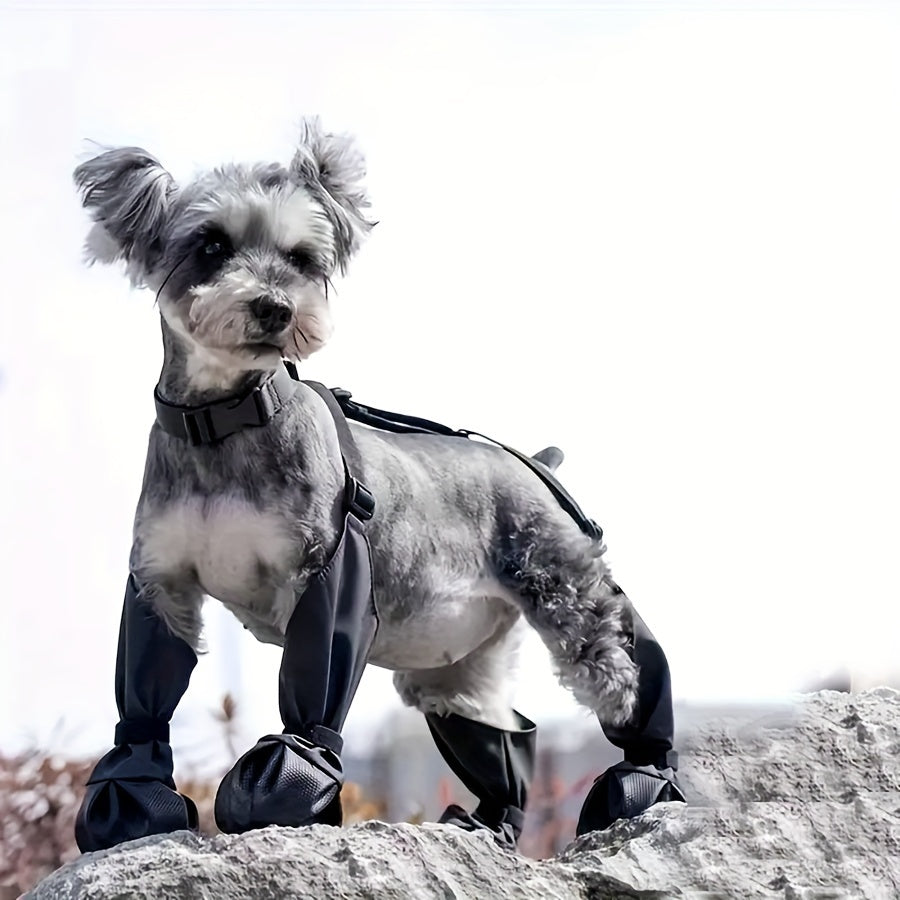 Waterproof Adjustable Dog Boots for All Breeds with Warm Lining and Reflective Safety