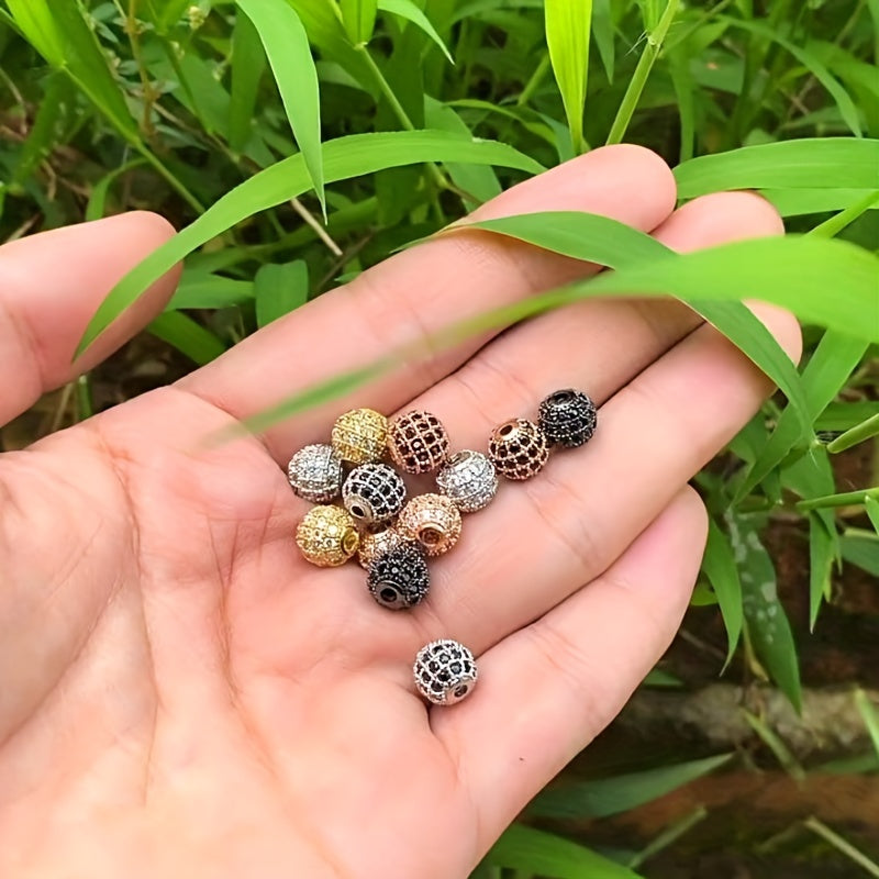 Set of 3 Cubic Zirconia Ball Charms 6/8/10mm for Bracelet Making