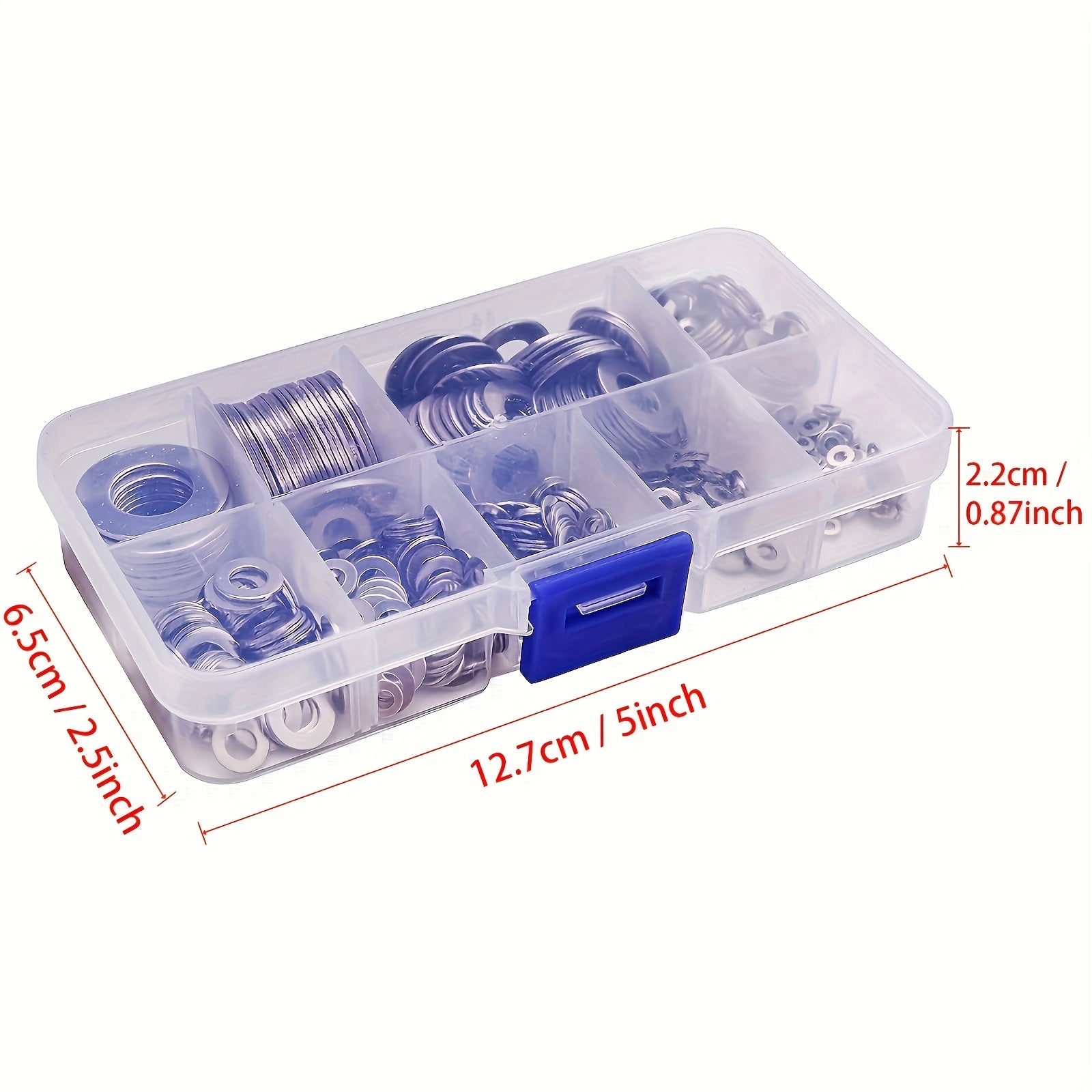 Набор плоских шайб из нержавеющей стали с контейнером для хранения для винтов и болтов