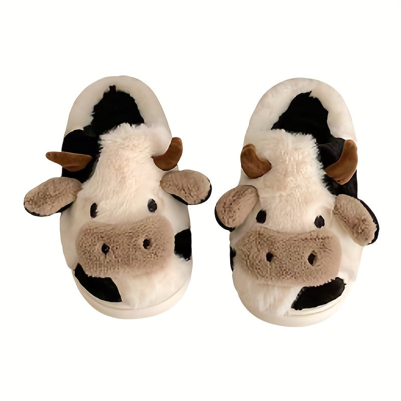 Women's Plush Cow Head Indoor Slippers Warm Foam Cushioned