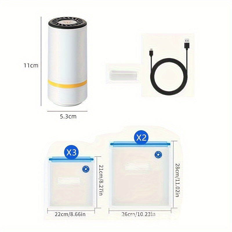 Mini Electric Vacuum Sealer Handheld Food Sealing Machine with 2 Sizes of Bags