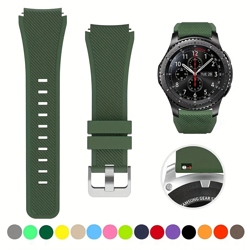 Men's Silicone Watch Strap 22mm Compatible with Galaxy Watch 3 45mm 46mm and Gear S3 Frontier