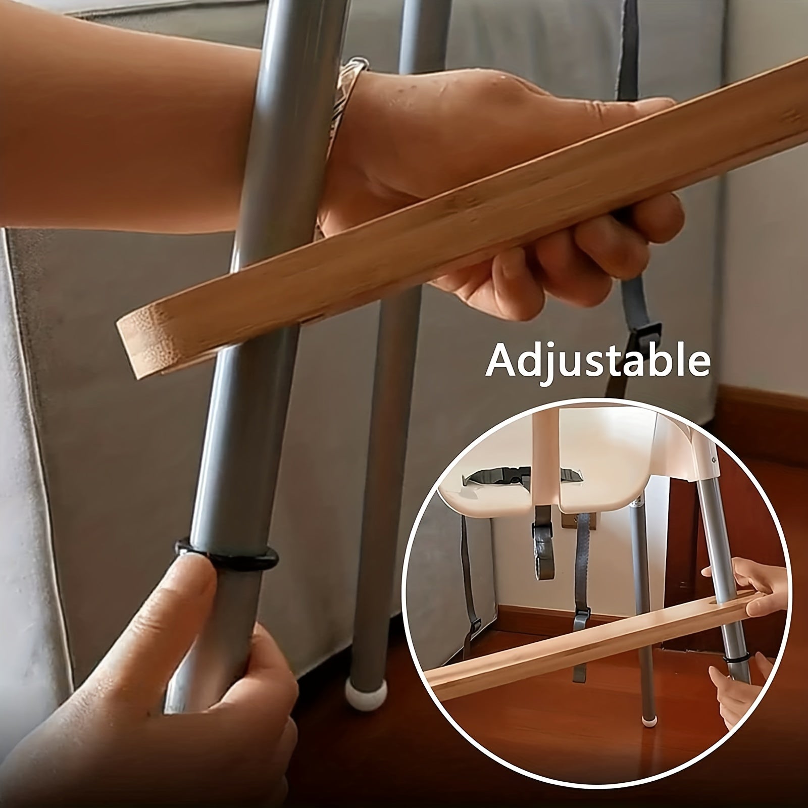 Reposapiés ajustable de bambú para sillas altas de niños