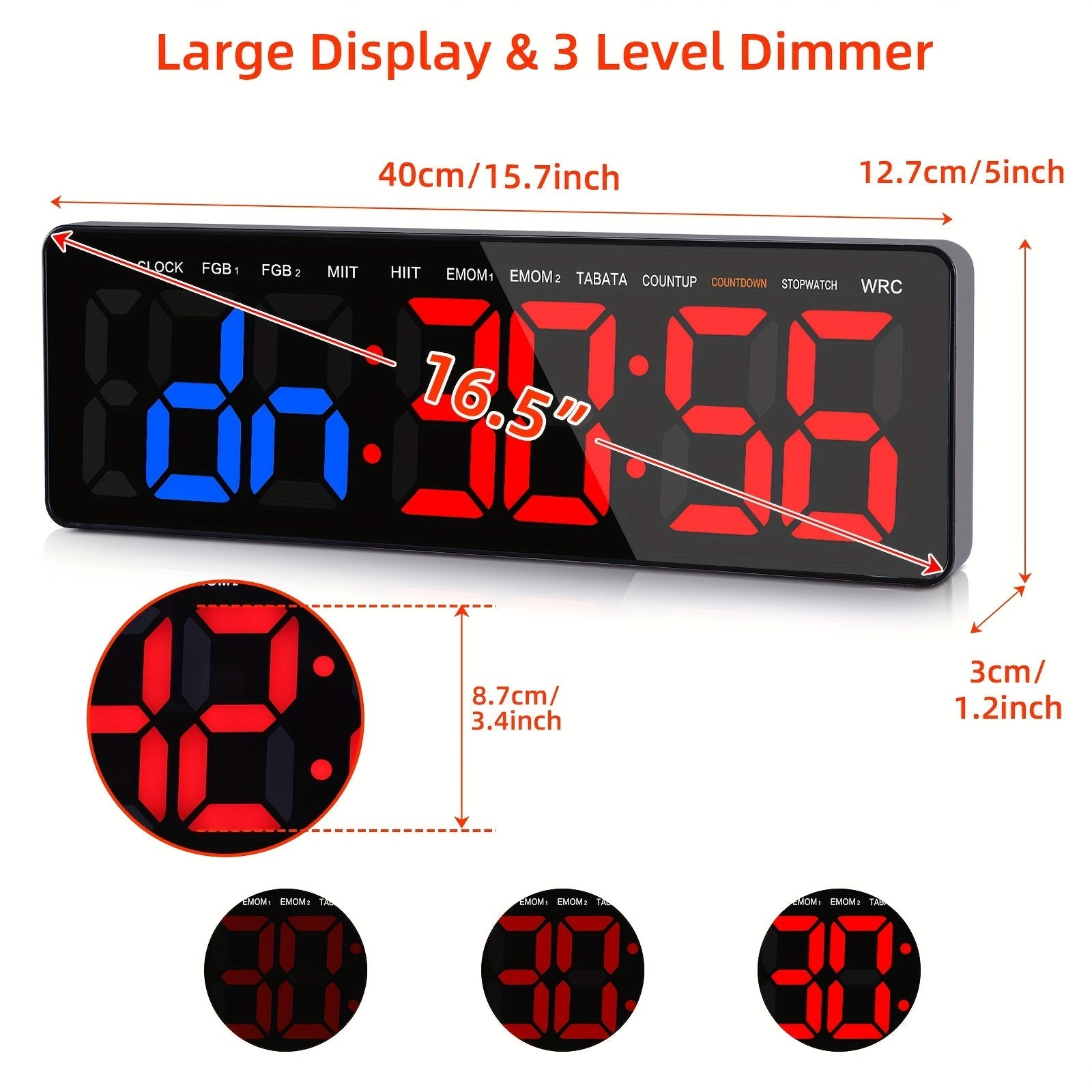 Large Digital Kitchen Timer 41.91cm with Loud Alarm USB Powered for Cooking and Time Management