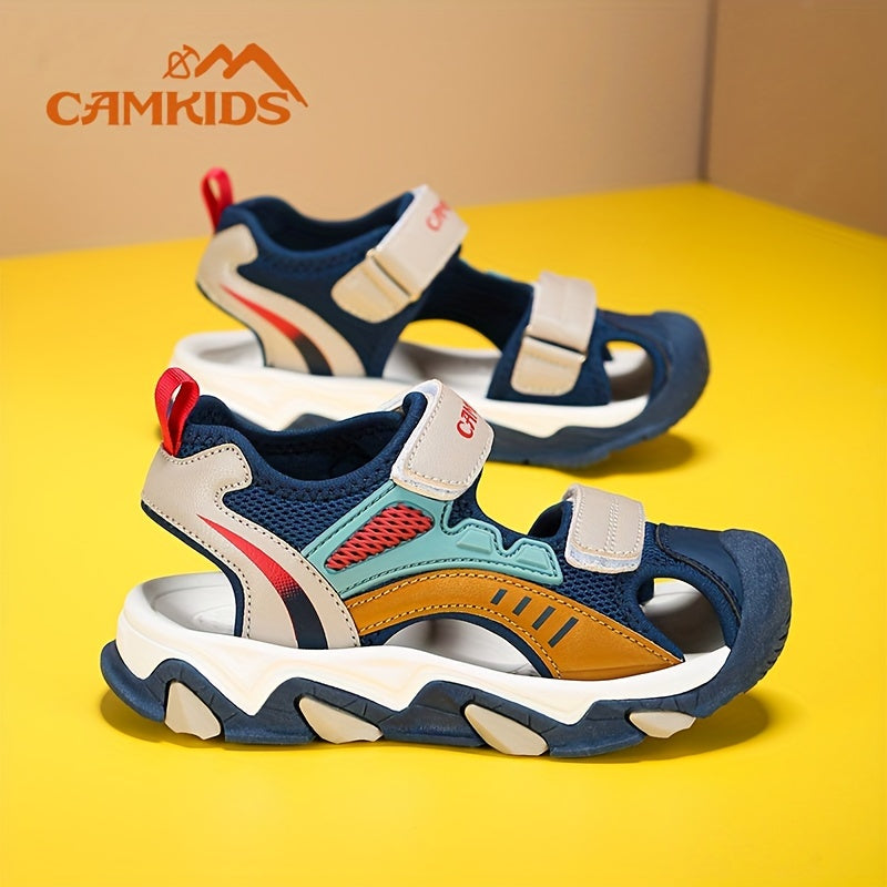 Kids Summer Sandals Breathable Mesh Non-Slip Toe-Collision Hook-and-Loop Outdoor Casual