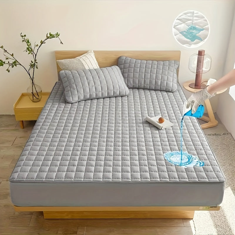 Водонепроницаемый защитный матрасник - мягкий, уютный и стеганый - однотонный серый цвет - можно стирать в машине - идеально подходит для спальни, гостевой комнаты, отеля, квартиры или школы