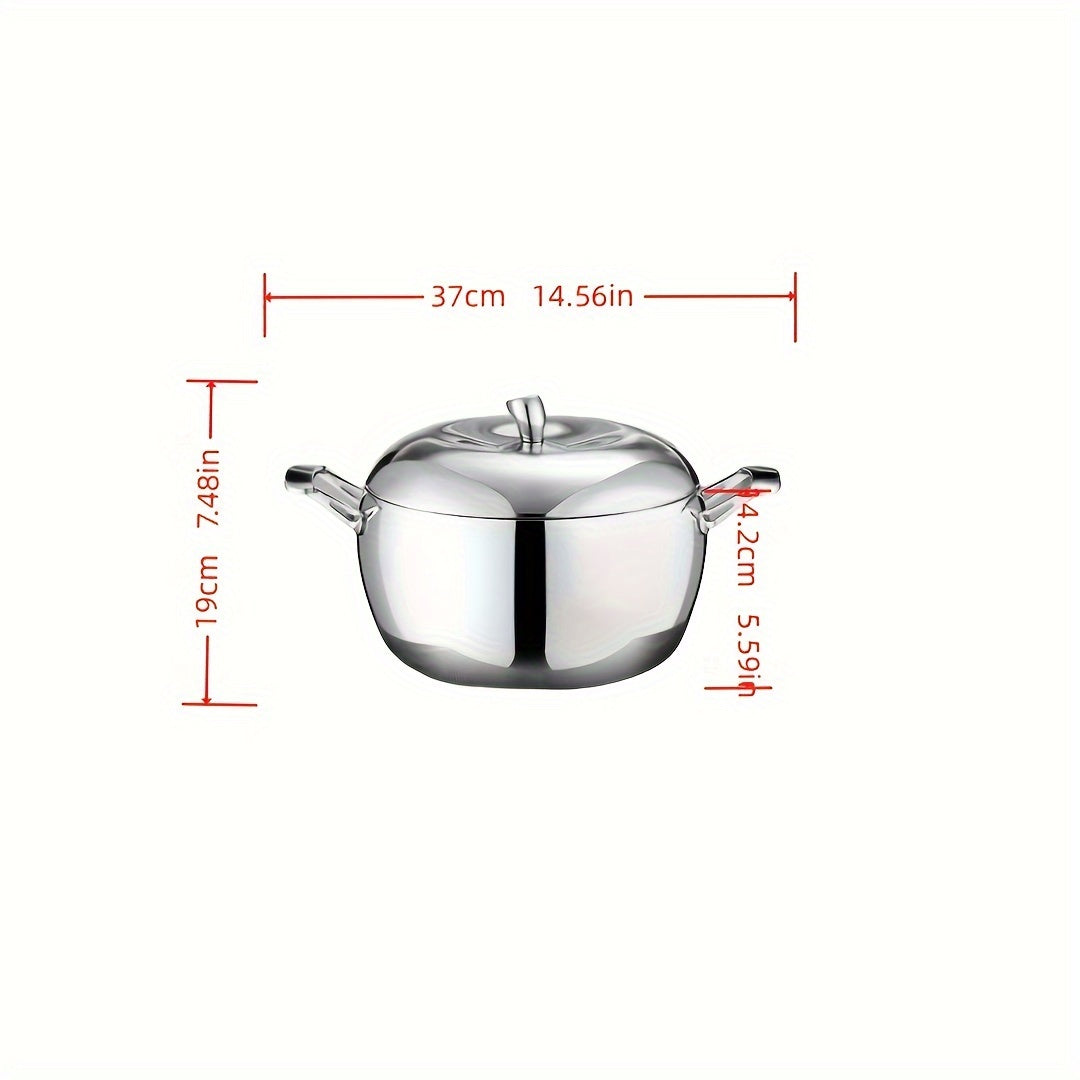 Durable 304 Stainless Steel Soup Pot for Gas Stovetops No Electricity Needed
