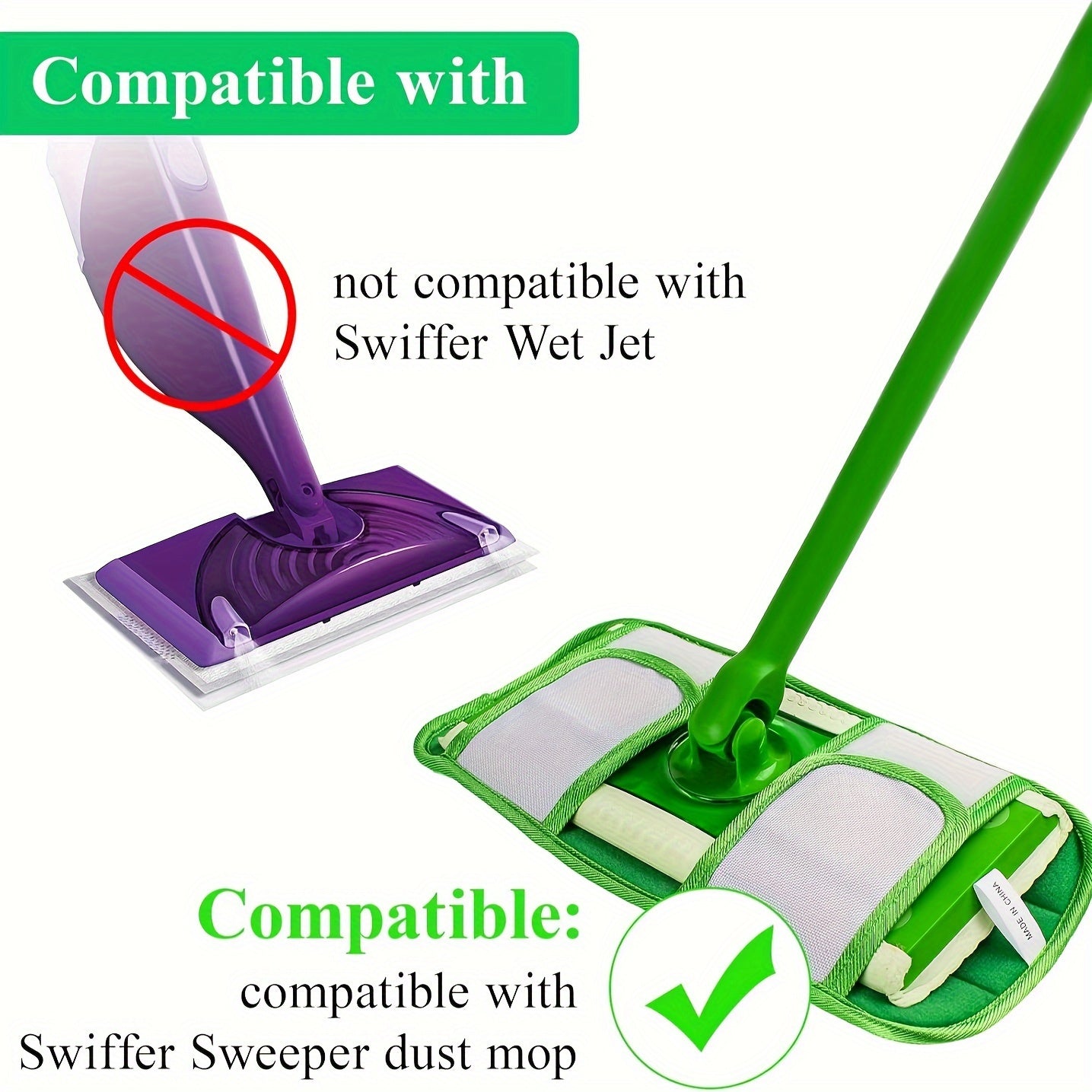 Set of 6 Reusable Microfiber Mop Pads for Wet or Dry Cleaning, 25.4-30.48 cm