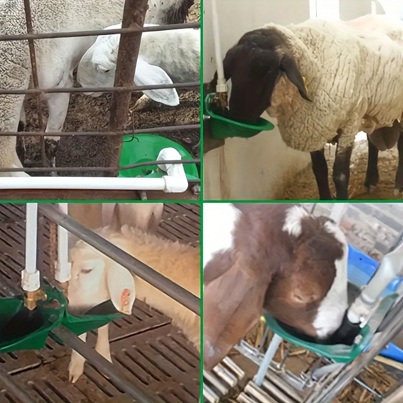 2-in-1 Livestock Feeder with Automatic Water Dispenser for Sheep and Goats Green Plastic