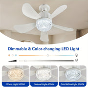 Dimmable Ceiling Fan with Light Remote Control Modern White for Bedroom Kitchen Living Room