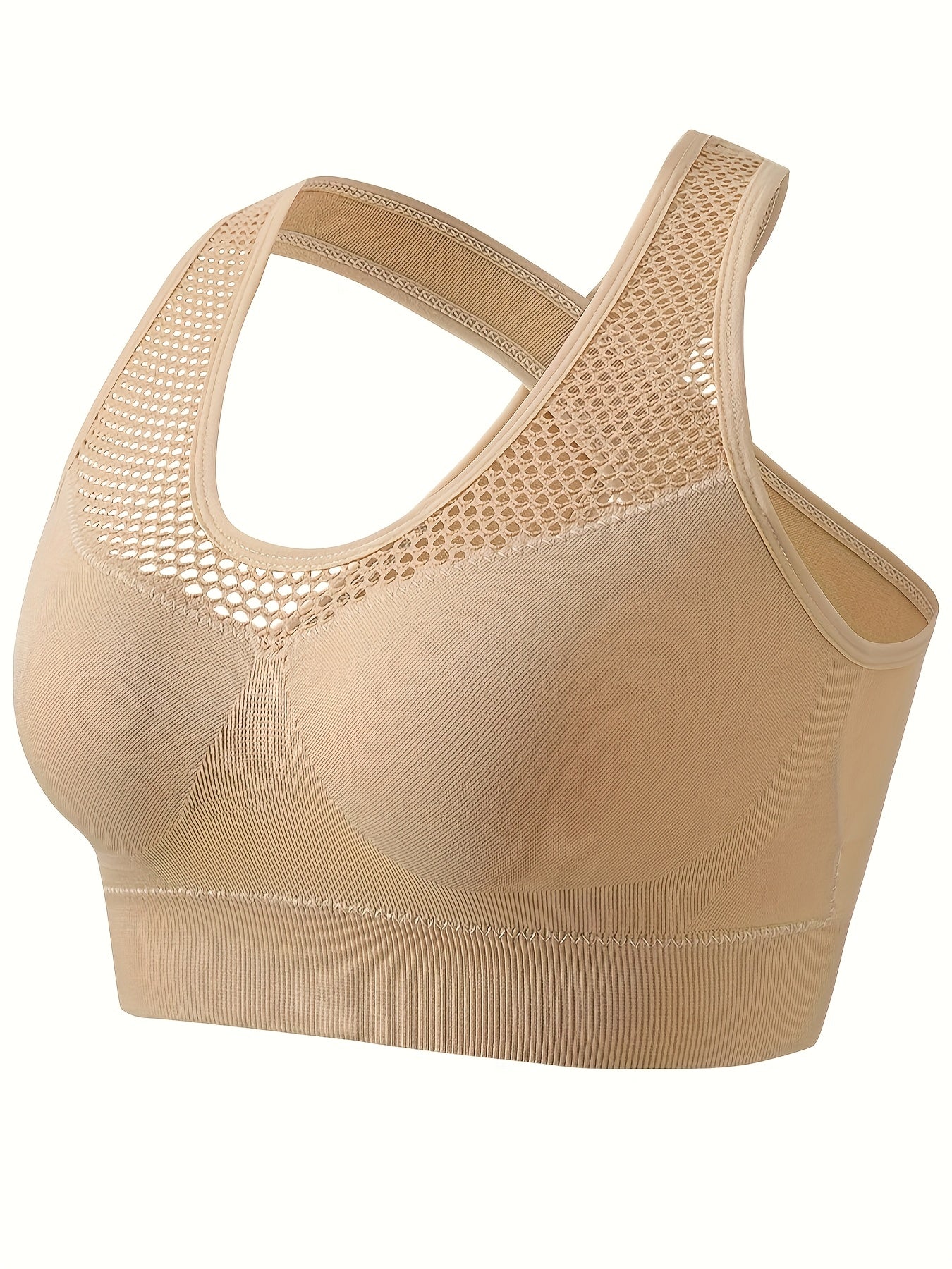 Plus Size Seamless Breathable Sports Bra Wire-Free Yoga Bra with Removable Pads