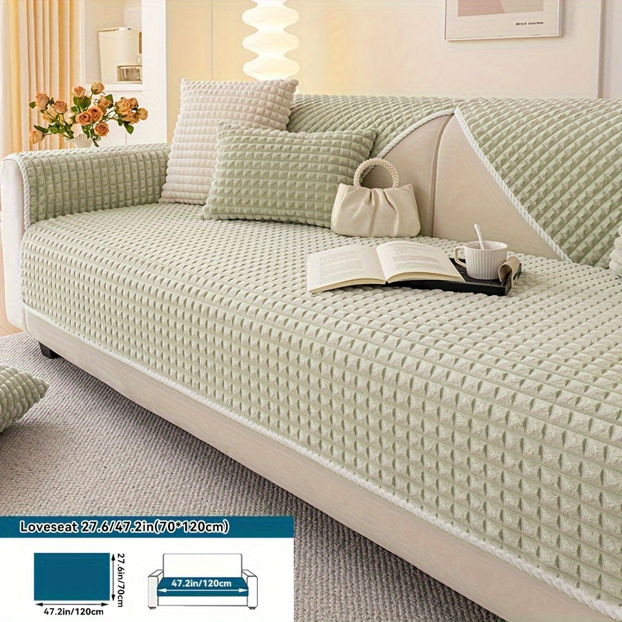 Plaid plush divan qoplamasi, sirpanmas dizayn bilan, hayvonlar uchun va barcha mavsumlar uchun mukammal. Turli xil mebellar uchun mos keladi.