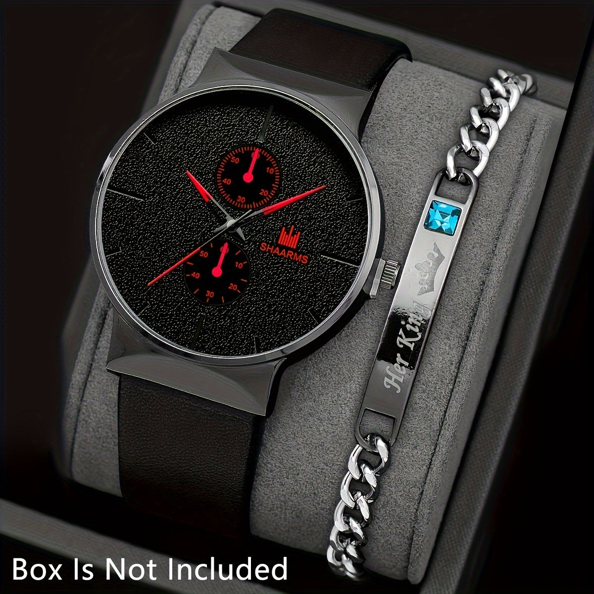 Men's Quartz Watch and Bracelet Set Business Style Non-Waterproof PU Leather Zinc Alloy Round Dial