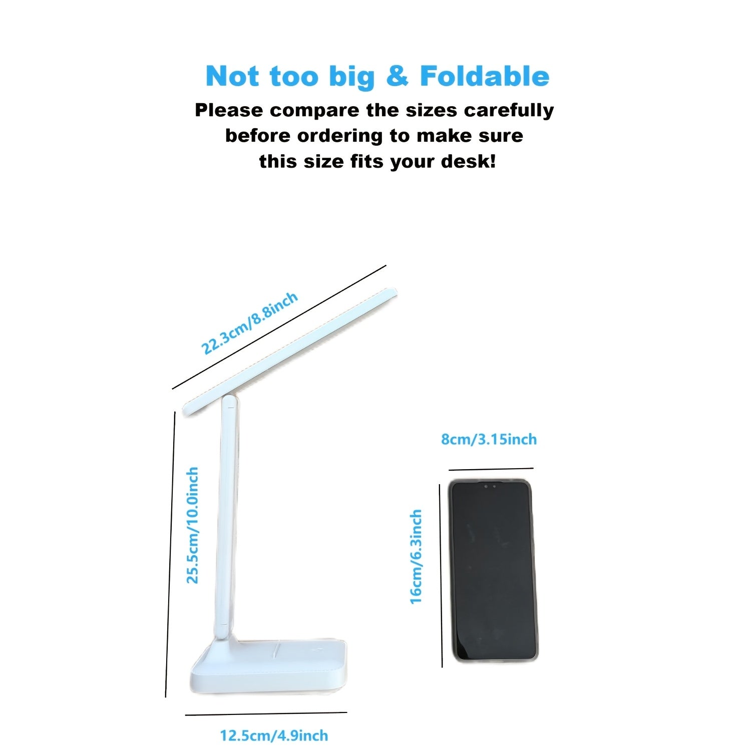 LED Desk Lamp Touch Control USB Powered for Reading Bedside White