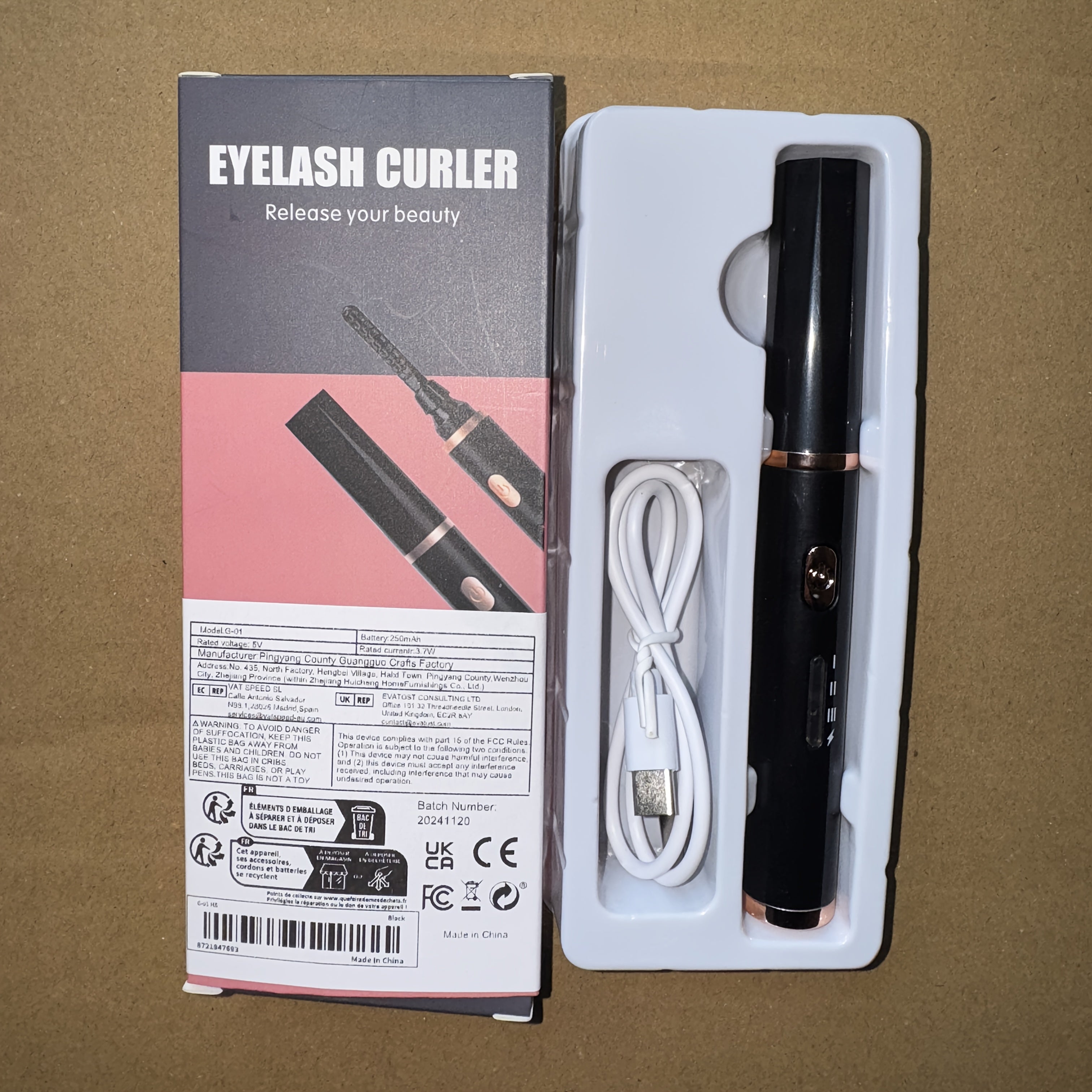 Электрическая щипцы для ресниц USB с перезаряжаемым нагревом, безопасна для всех форм глаз