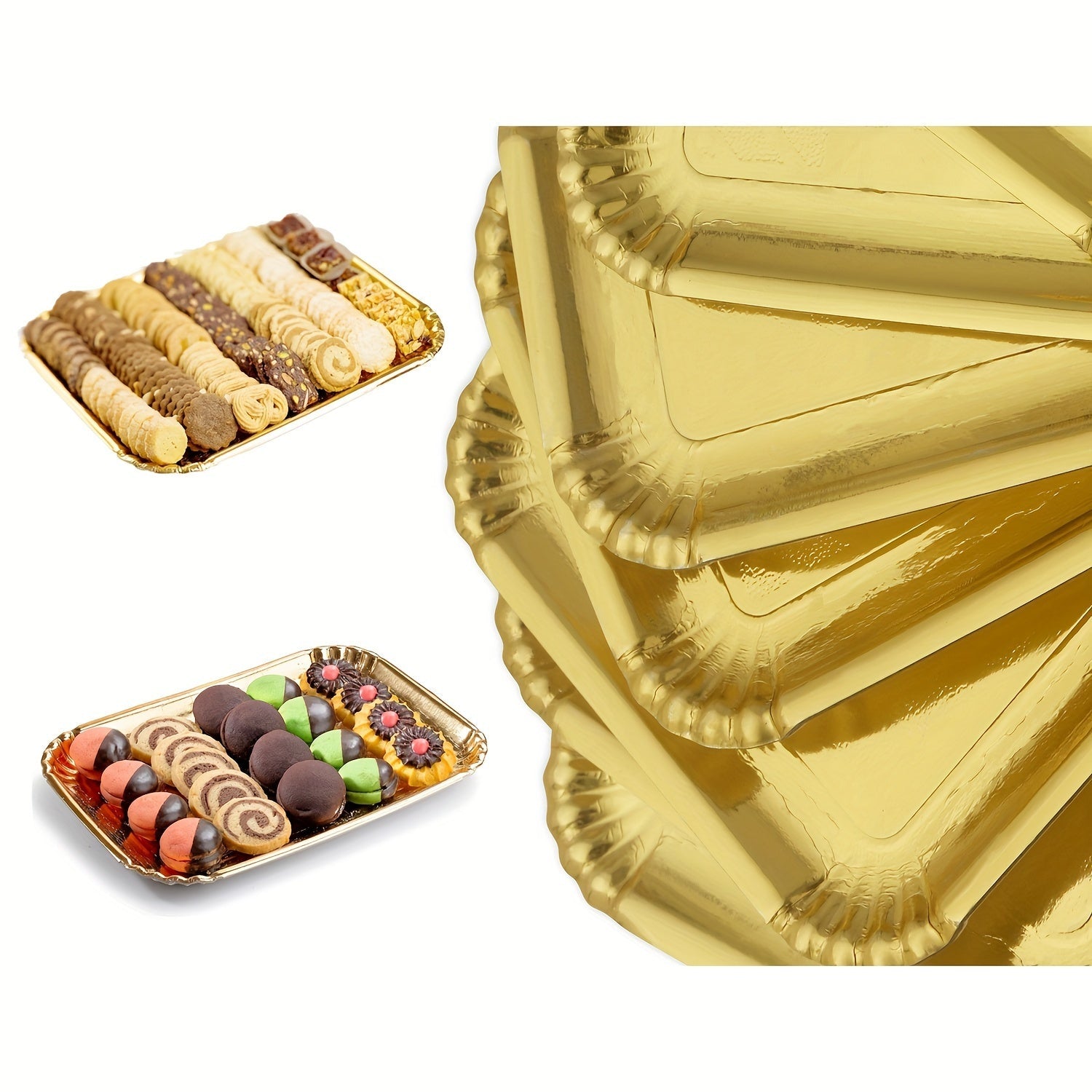 Golden Rectangle Cake Boards 10 Pack Heavy Duty Greaseproof Dessert Trays