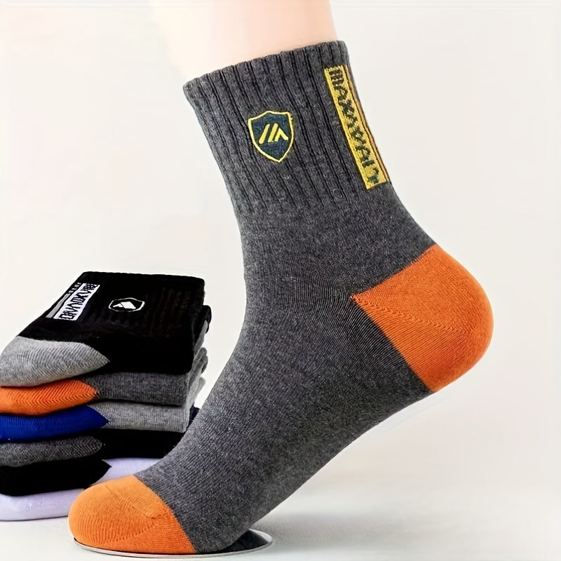 Men's Crew Socks 5 Pairs Breathable Knit Polyester Comfortable Winter Autumn