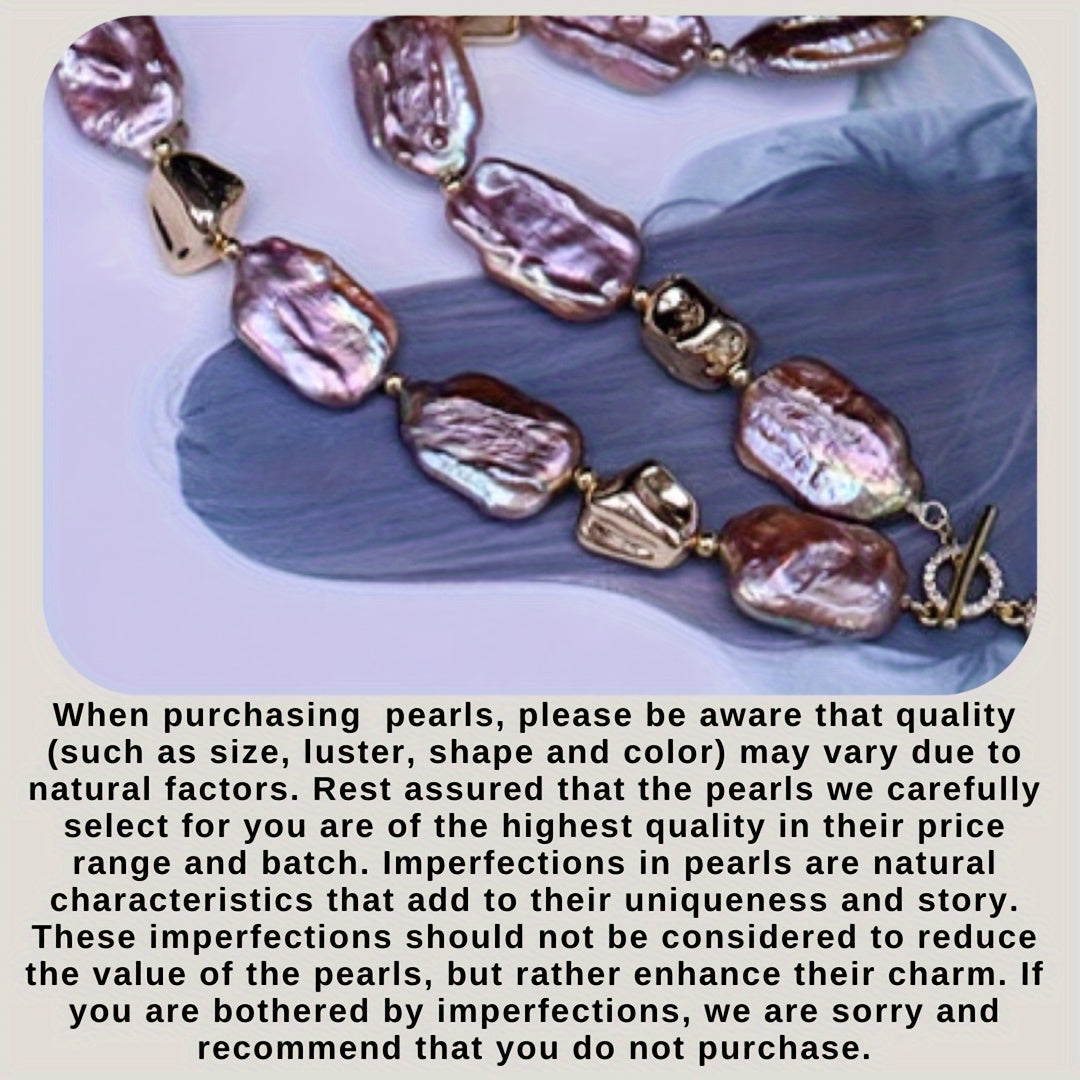 Elegante collar de cadena para clavícula con perla de agua dulce barroca para uso casual y formal