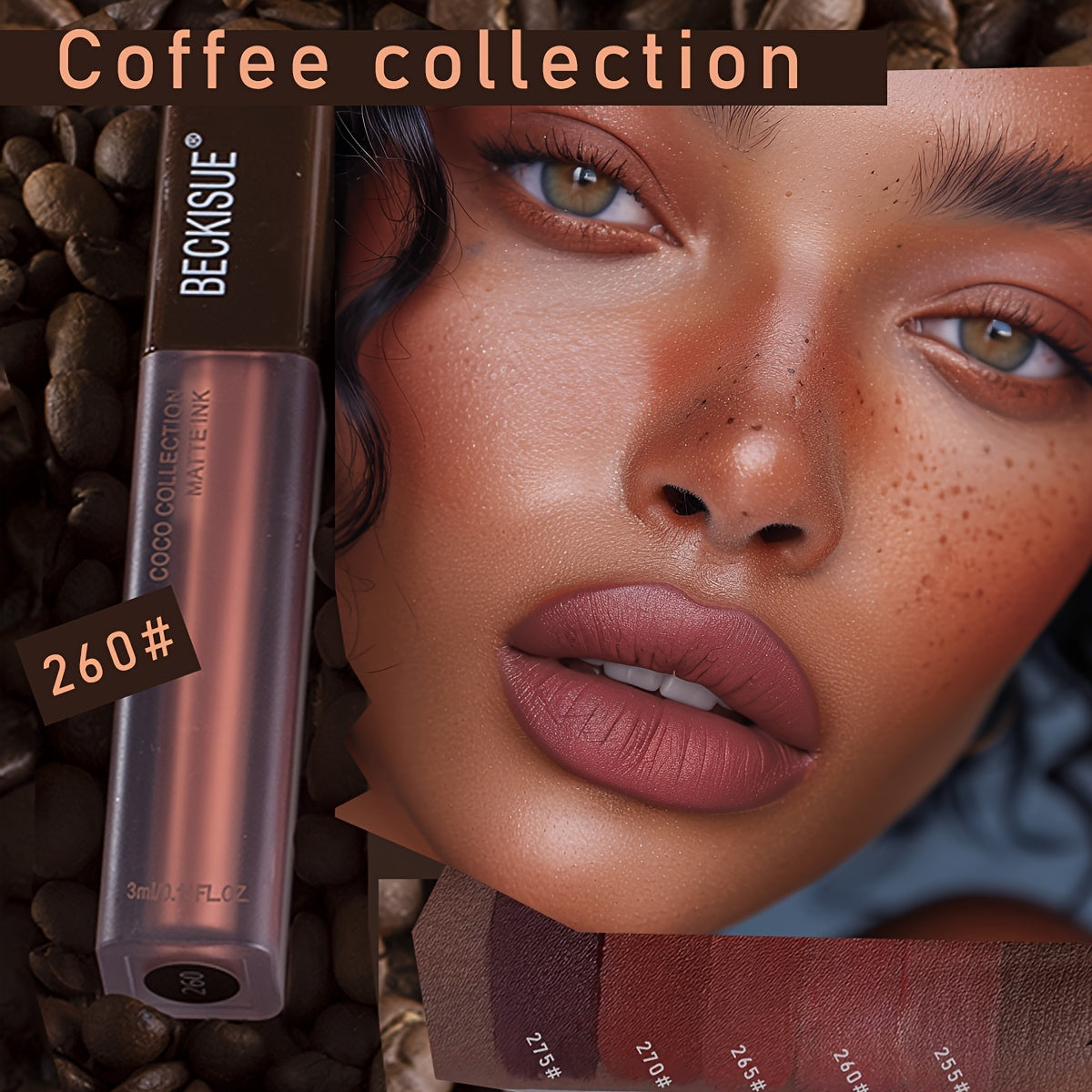 Set de 5 labiales mate de terciopelo para mujer, tonos marrón, de larga duración, sin transferencia