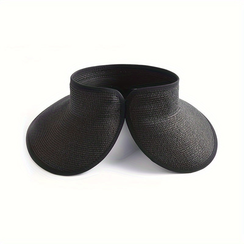 Women’s Wide Brim Straw Sun Visor Hat Packable Foldable Beach Travel Summer