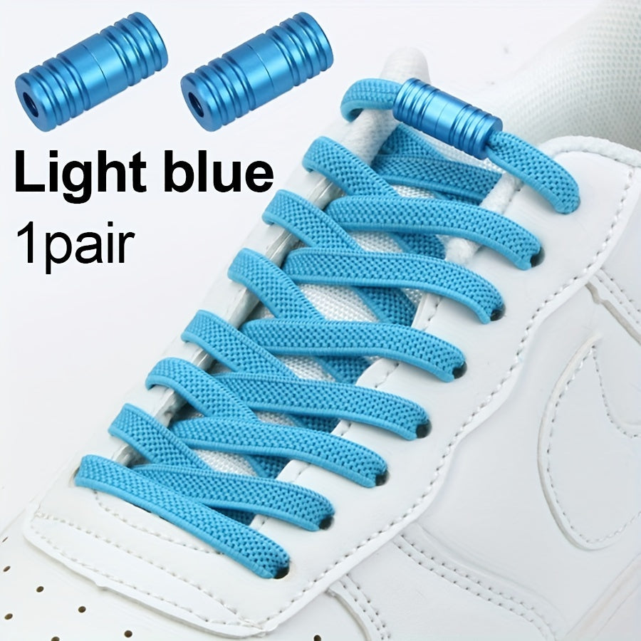 Unisex Nylon No-Tie Shoelaces with Adjustable Metal Buckles 1 Pair