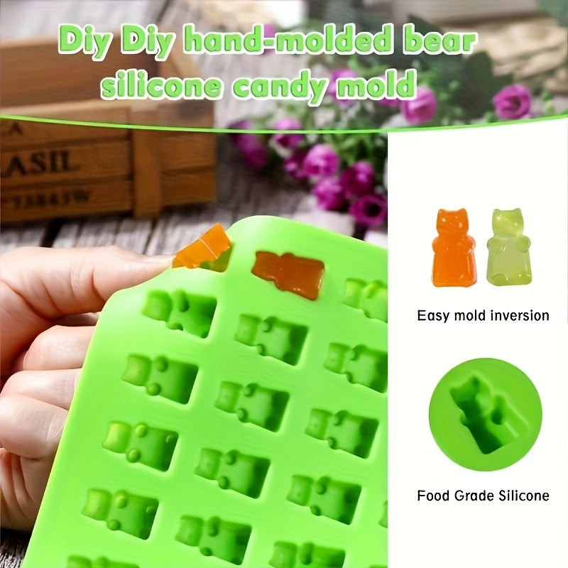 50-Cavity Silicone Gummy Bear Molds for Candies Chocolates Jelly and Dog Treats Flexible Heat-Resistant