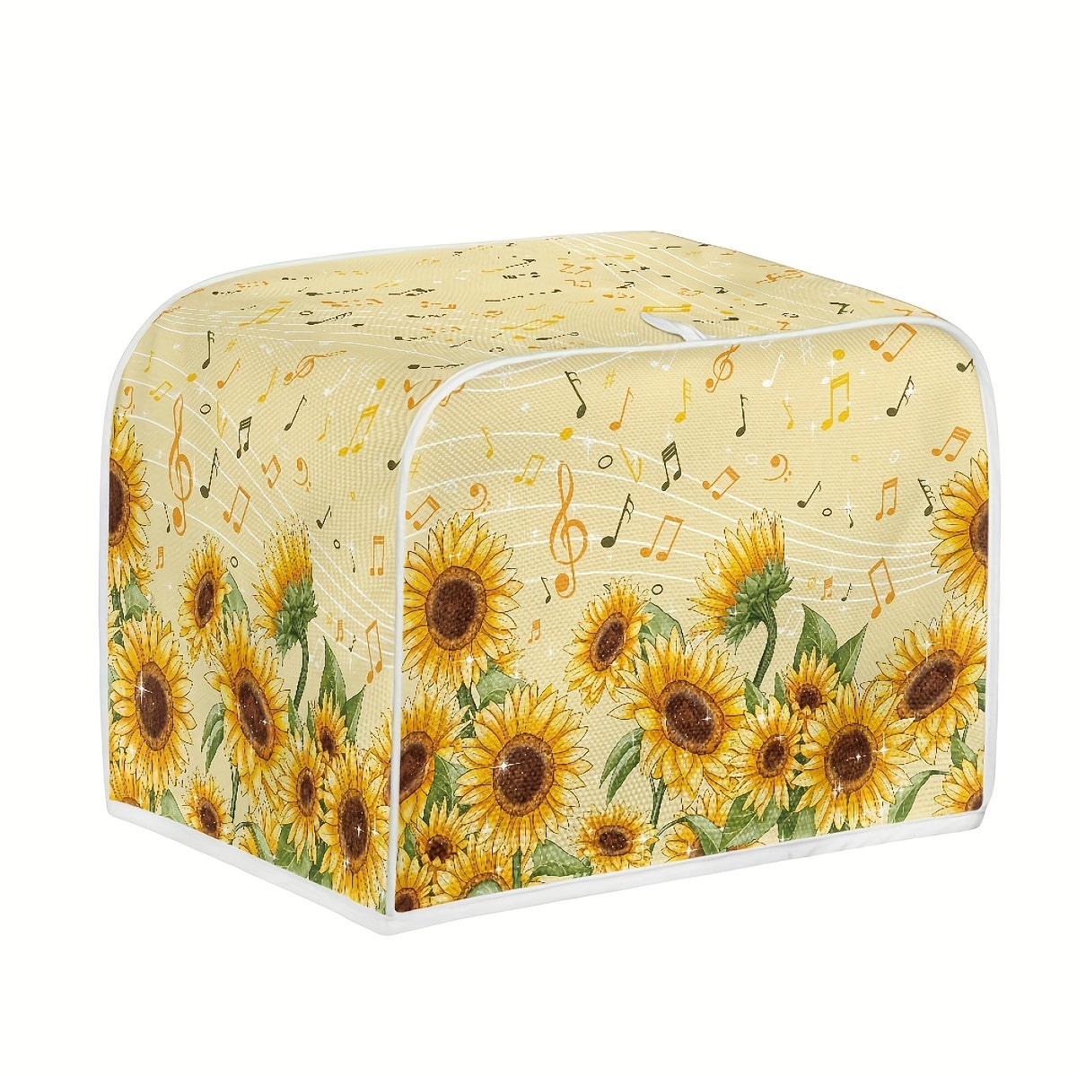 Sunflower and Music Notes Polyester Toaster Cover Small Dustproof Appliance Protector