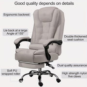 Эргономичное офисное кресло с высокой спинкой, подножкой, искусственной кожей, нержавеющей сталью, регулируемым наклоном и откидной спинкой