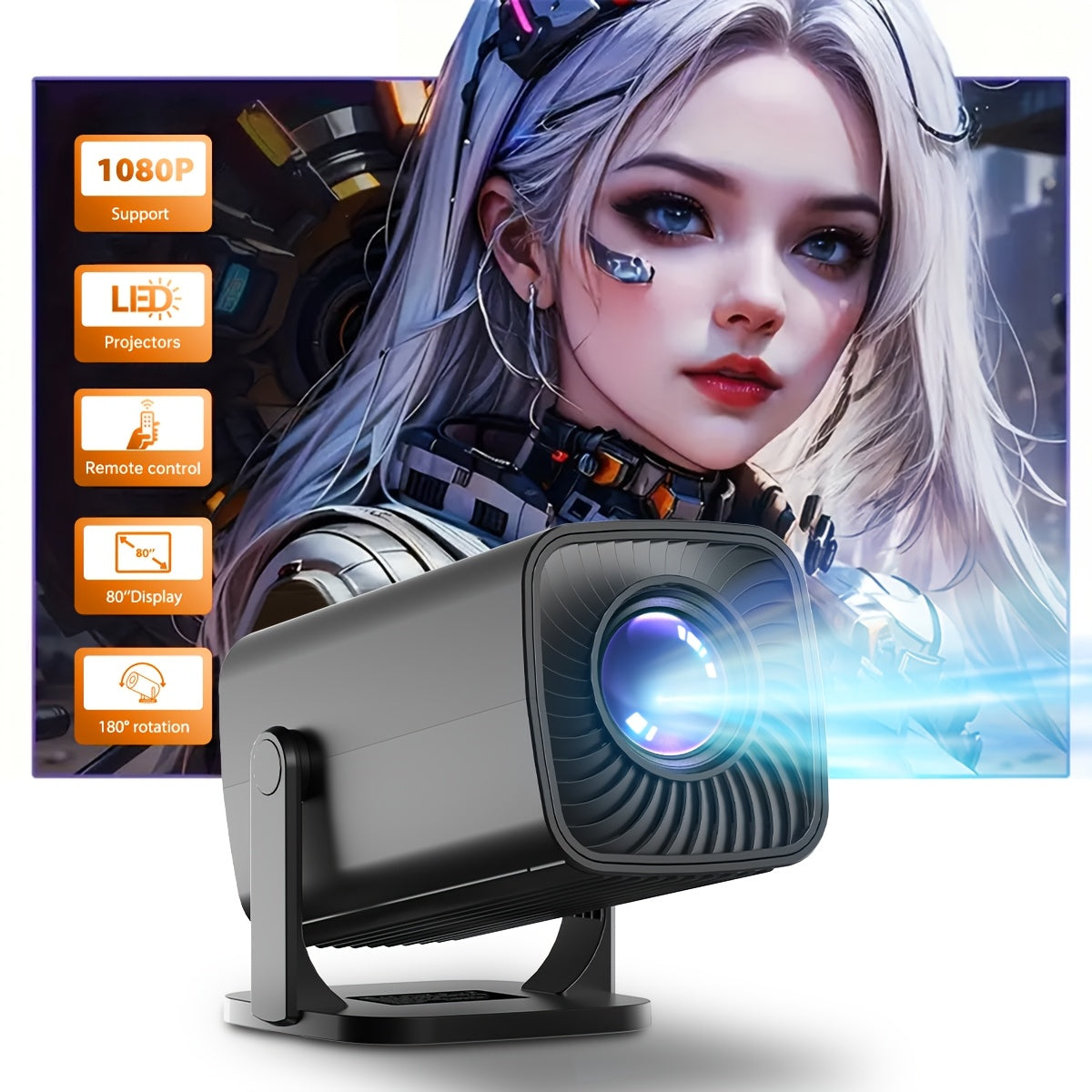 Mini Portable HD Projector with AV USB and Audio for Home Theater