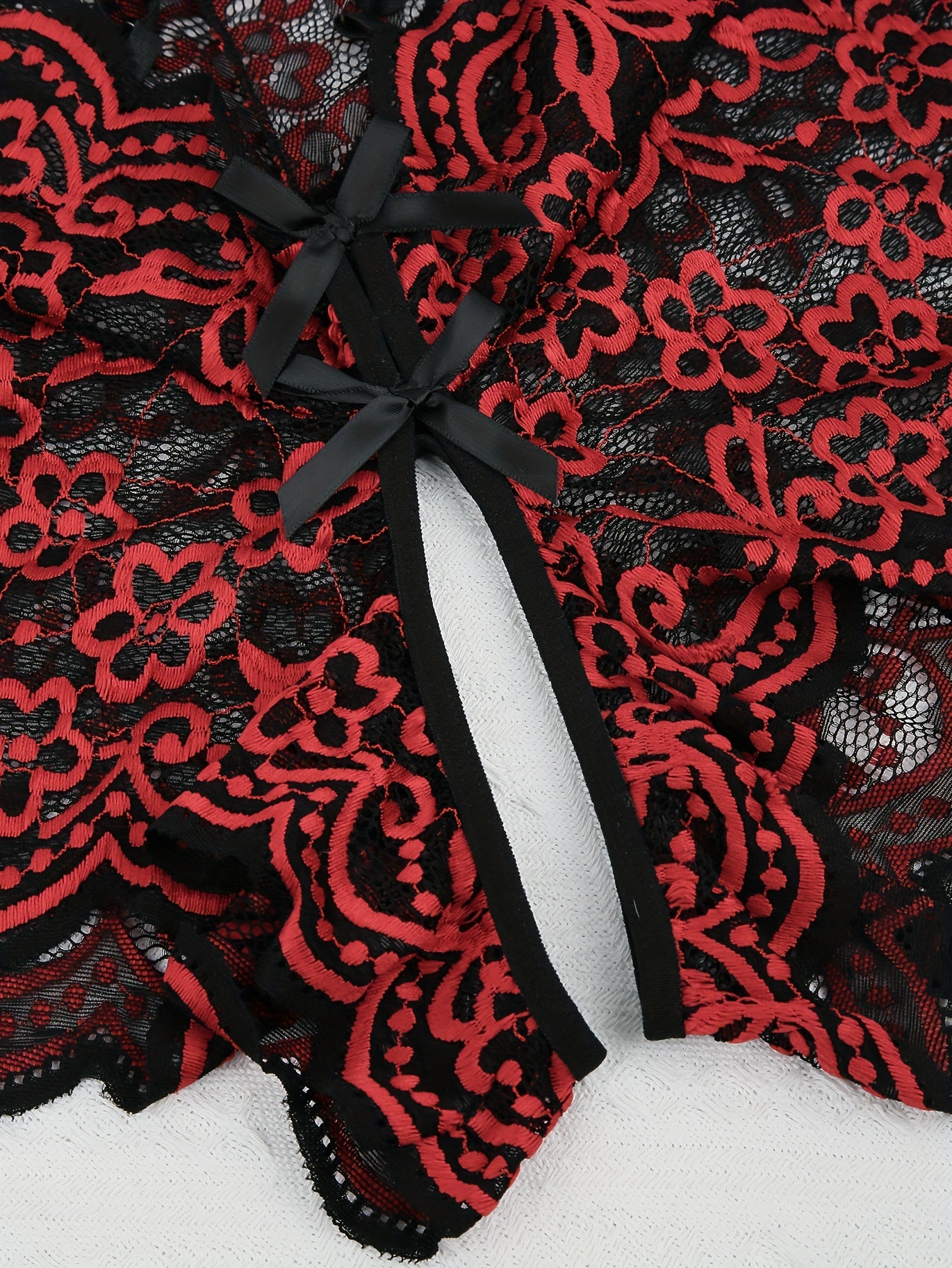 Women's Floral Embroidered Backless Lingerie with Open Crotch