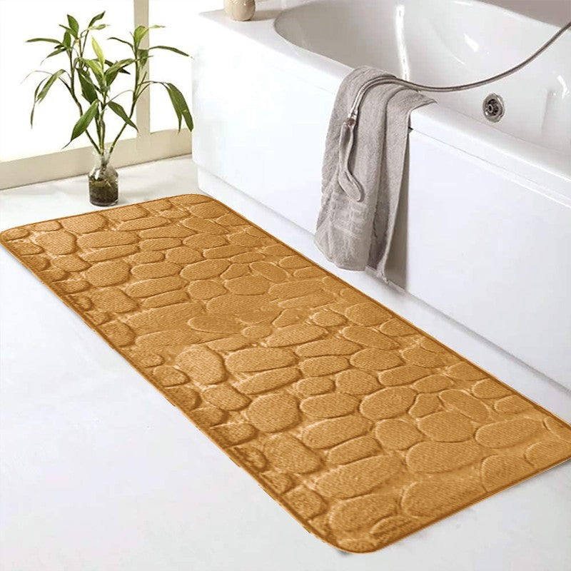 Cobblestone Pattern Memory Foam Bath Mat Non-Slip Absorbent Machine Washable