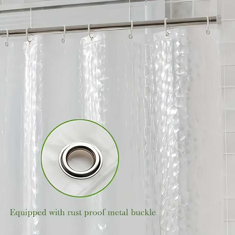 Geometric Water Cube Shower Curtain Semi-Transparent Water-Resistant Polyethylene Easy to Clean