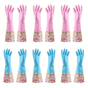 Lateksdan Ozod Uy Qo'lqoplari 6 Ta To'plam, Yumshoq Ichki Qismi va Eng Yuqori Himoya Uchun Uzoq Qirralar - Tashqi, Hammom, Oshxona Foydasi Uchun Mukammal Suv O'tkazmaydigan PVC Qo'lqoplar - O'rta O'lcham, Ko'k va Qizil Rangda