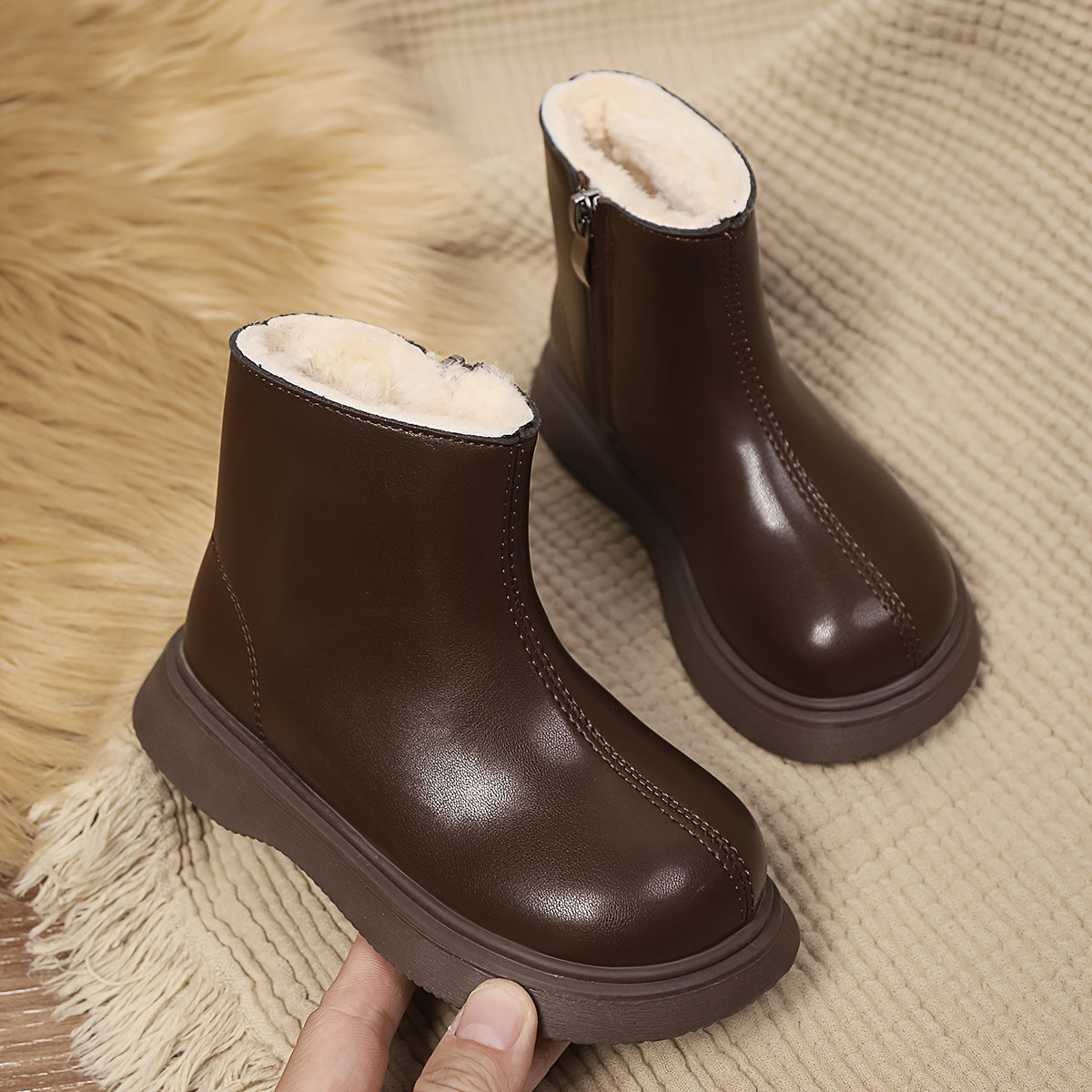 Ayollar uchun tasodifiy kiyim uchun iliq fleece astarli botinkalar