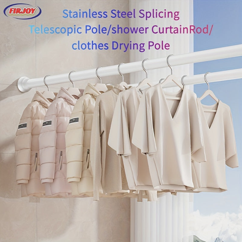 Adjustable Stainless Steel Shower Curtain Rod No-Drill Extendable for Bathroom