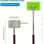 Инструмент для очистки лобового стекла автомобиля с голубой выдвижной ручкой, многоразовые микрофибровые насадки