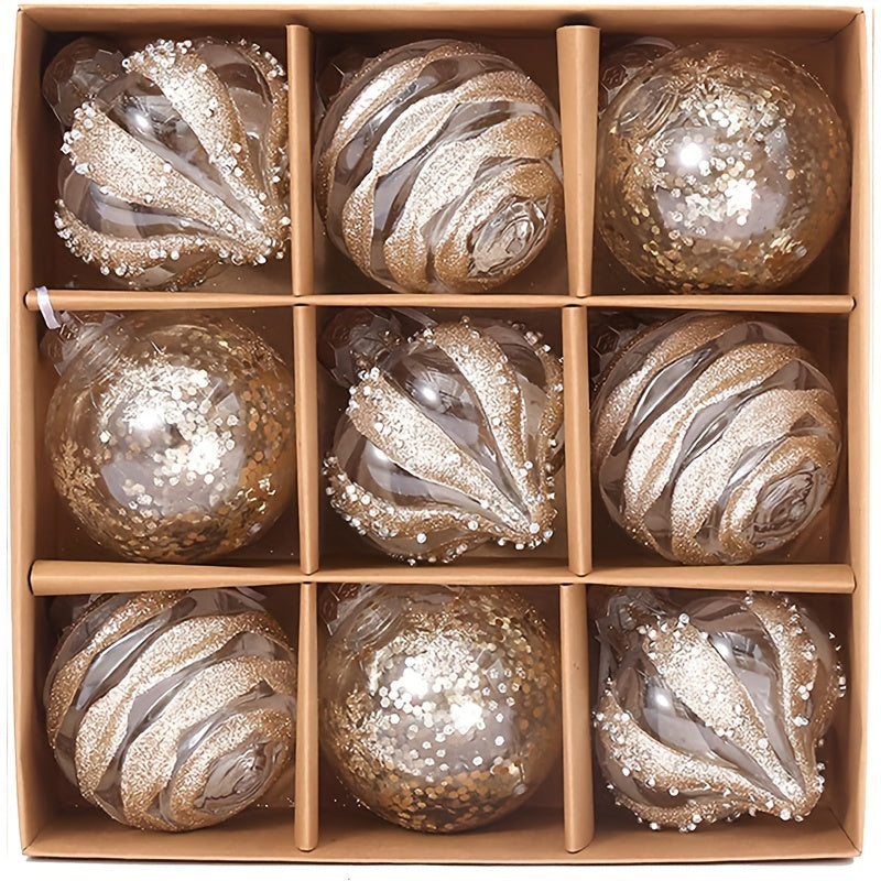 Set of 9 Red 8cm Christmas Ball Decorations for Holiday and Party Decor