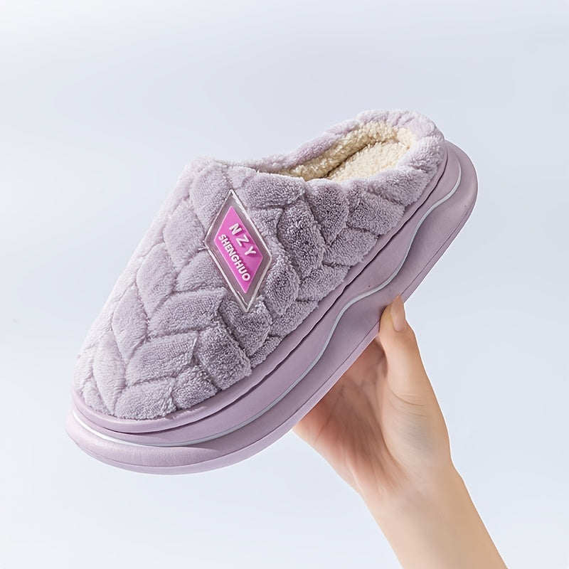 Women's Indoor Slippers Casual Solid Color Slip-On House Shoes EVA Sole