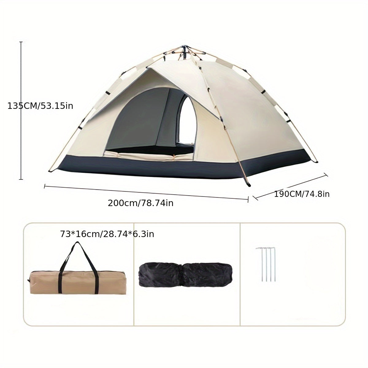 Automatic Quick-Opening Camping Tent for 2-4 People Waterproof Sunproof Beach Shelter