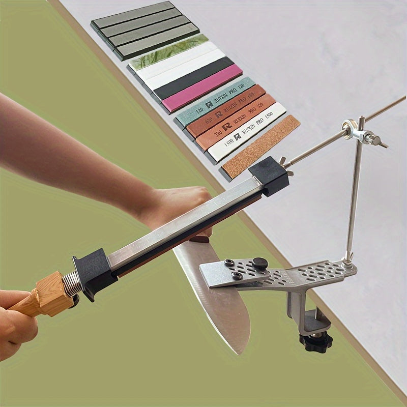  Piedra de afilado ajustable en ángulo con herramienta de afilado rápido de metal, mango portátil