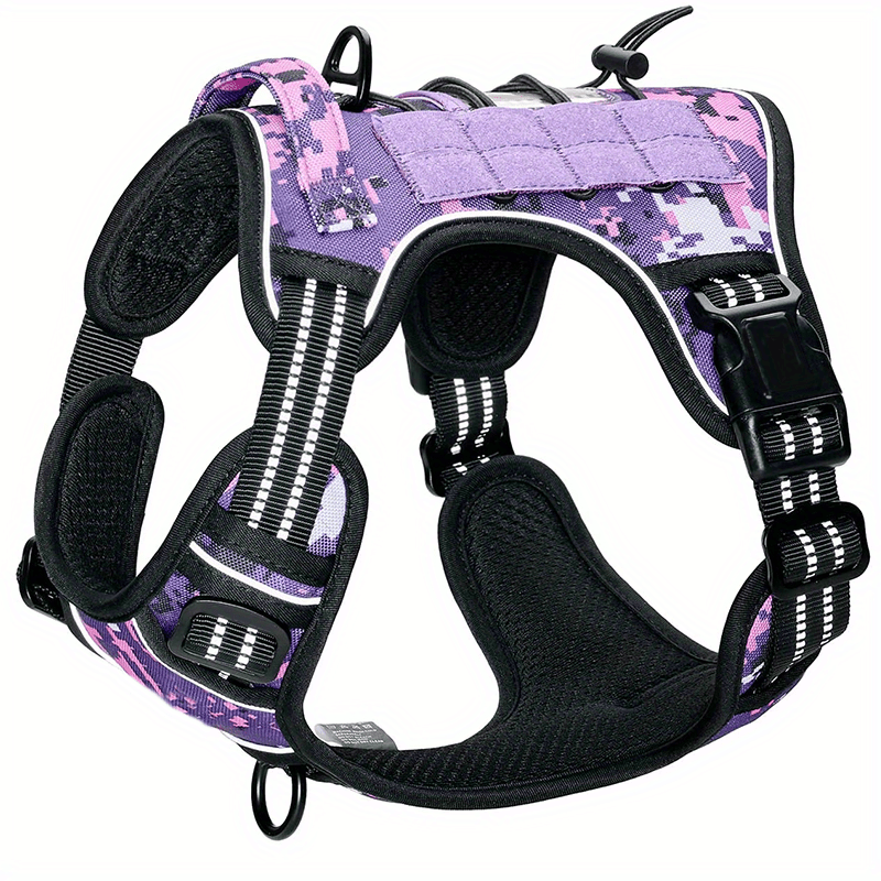 Adjustable Large Dog Harness Reflective Camouflage Polyester Training Control
