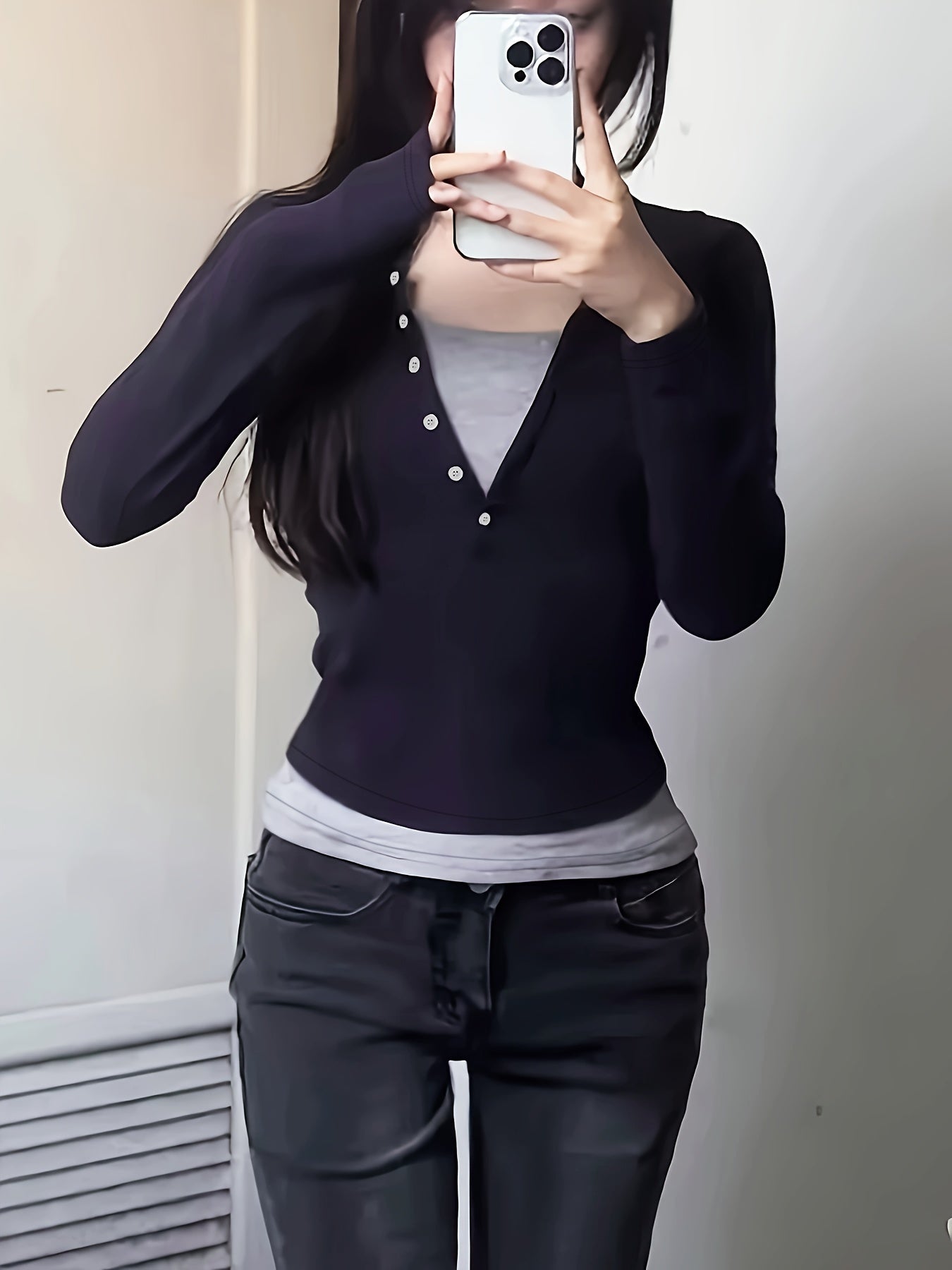 Футболка с длинным рукавом для женщин в стиле Y2K, цветная, изготовленная из эластичного полиэстера и спандекса, можно стирать в машине.