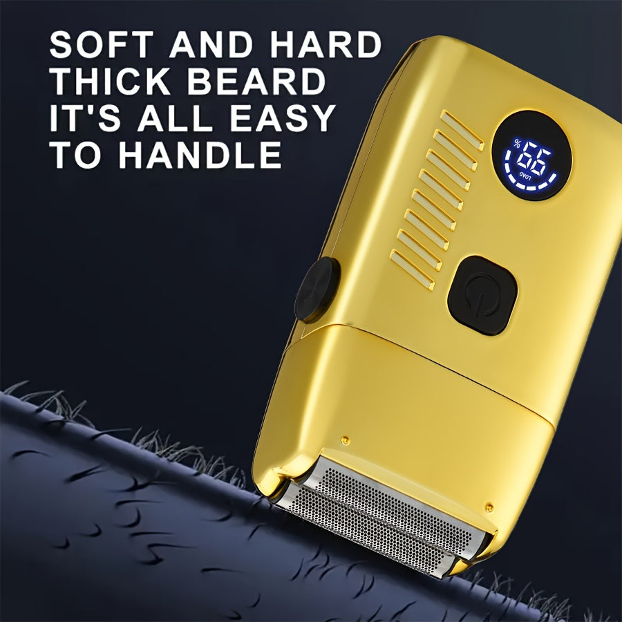 Set de afeitadora eléctrica y recortadora de barba, recargable por USB, cuchillas de acero inoxidable, pantalla digital, afeitadora de lámina