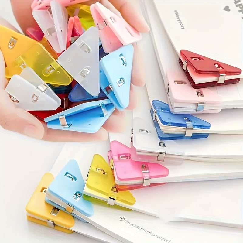 10pcs Plastic Office Triangle Book Clips File Folder Organizer Anti-Roll Office Supplies