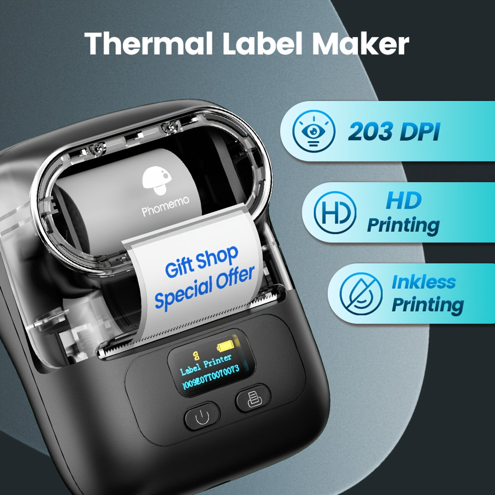 Portable Thermal Label Printer Wireless for Goods Addresses Small Business DIY Stickers Home Use