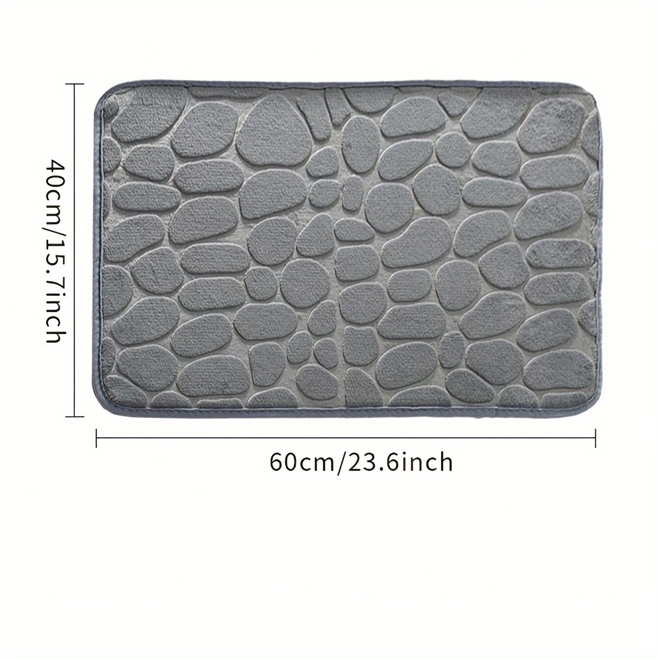 Coral Velvet Bath Mat Gray Pebble Non-Slip Ultra Absorbent 40x60cm Modern Bathroom