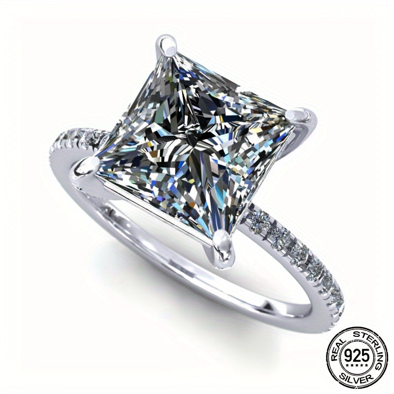 Princess Cut Moissanite Engagement Ring 2/3 Carat Sterling Silver Wedding Jewelry