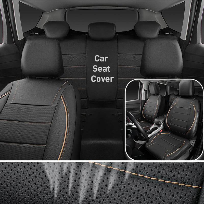 Full Coverage Faux Leather Car Seat Cover for Front Seats All-Season Protection