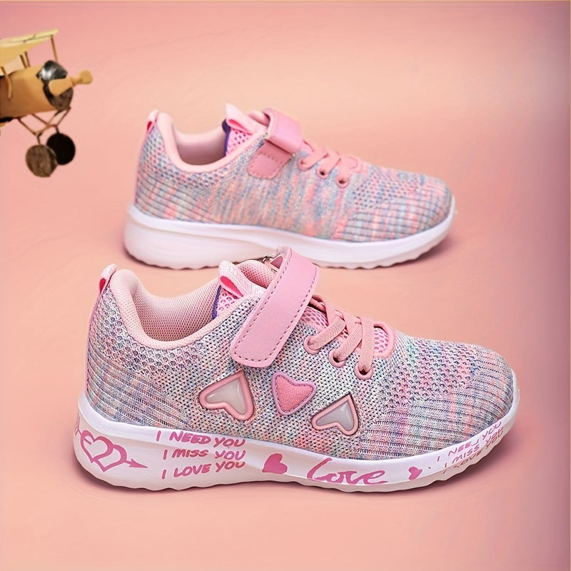 Girls Breathable Lightweight Sneakers with Hook-and-Loop Closure for All Seasons